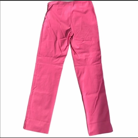 THEORY High Rise Bubble Gum Pink Cotton Slim Fit Pants - Picture 2 of 6